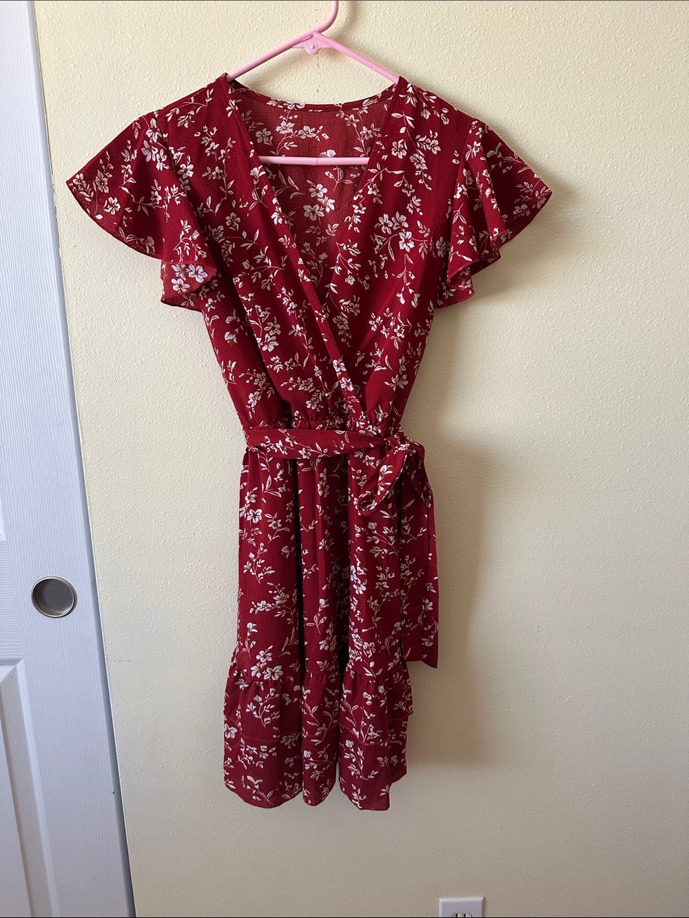 Floral Wrap Dress in Burgundy